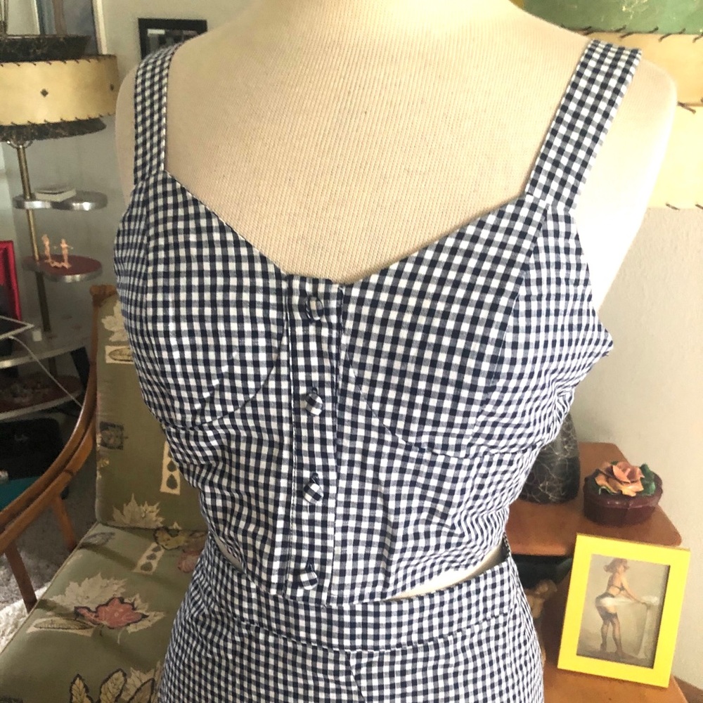 Retro Dress 2 Pc Set Gingham Skirt Top 1940s Style - Picture 4 of 7